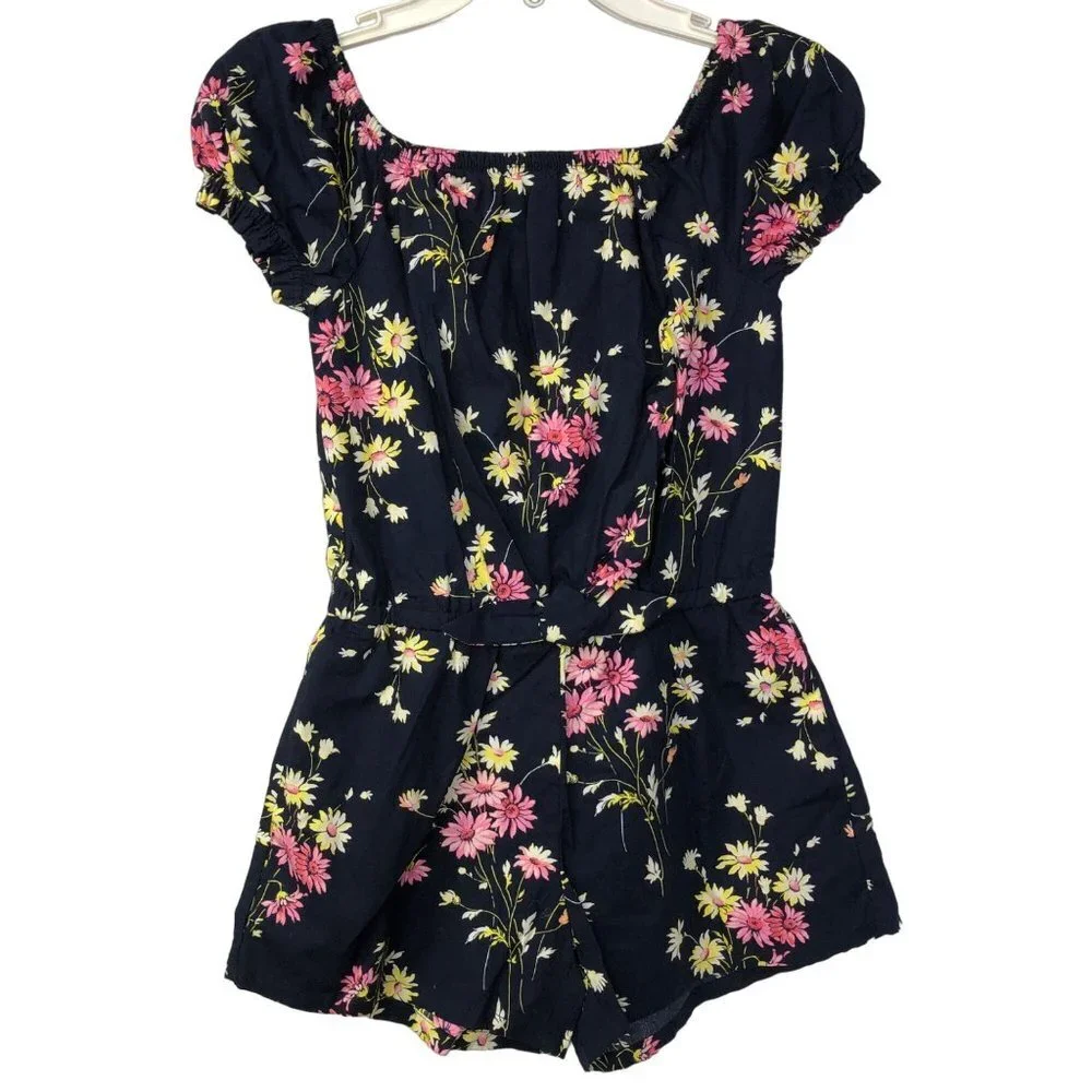 GAP Girl's Soft Chambray Short Puff‎ Sleeve One Piece Romper 10/12 NWT